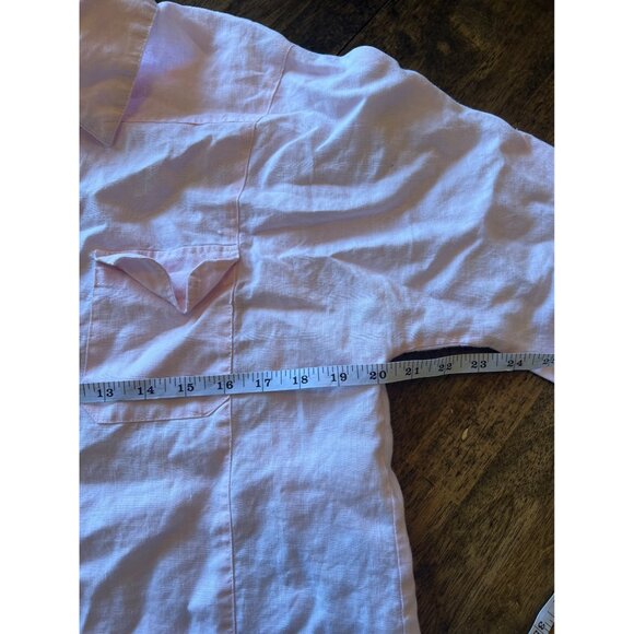 Zoe D. Pink 100% Linen 3/4 Sleeve Button Down Shirt Women's Medium - Picture 8 of 9